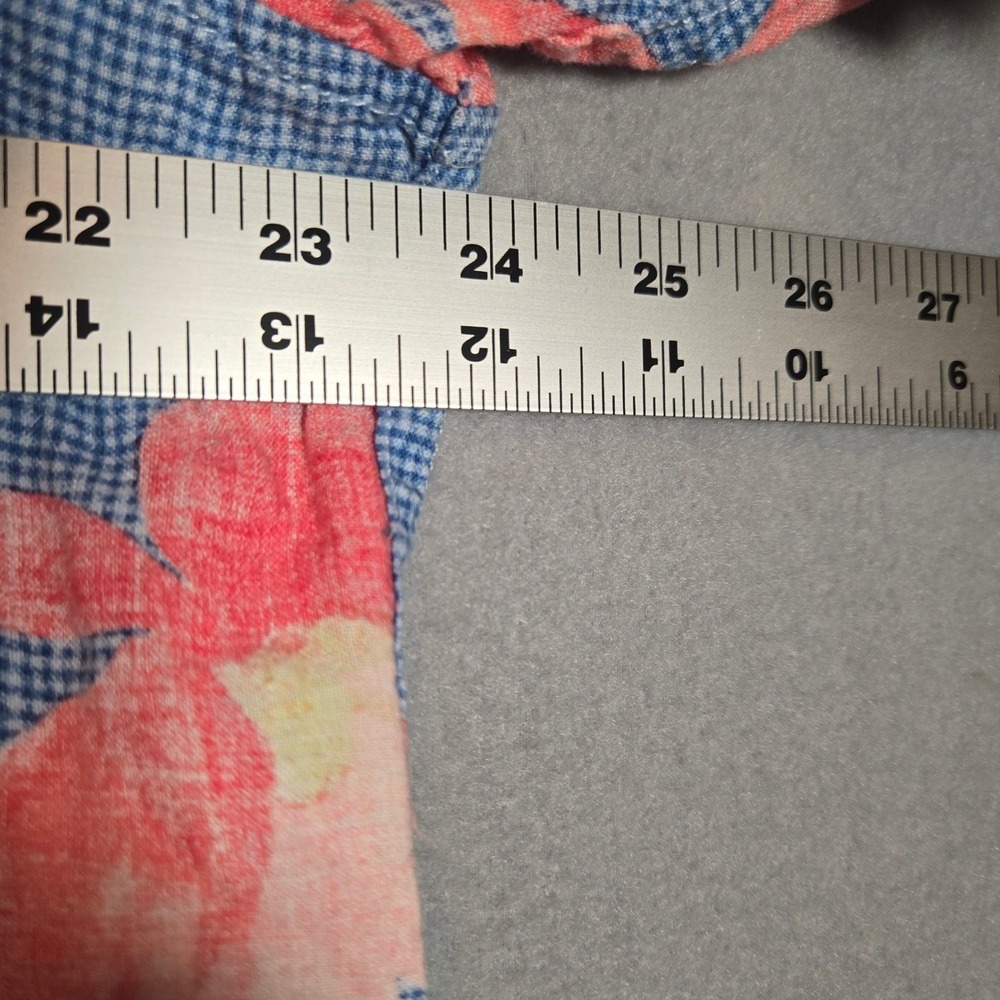 Tommy Bahama Shirt Mens Large Blue 100%‎ Linen Floral Hawaiian Origional Fit - Picture 5 of 8